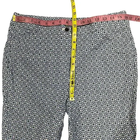 Chico's Secret Stretch Waist Pants 0.5 6 blue green print comfort mod - Picture 7 of 9